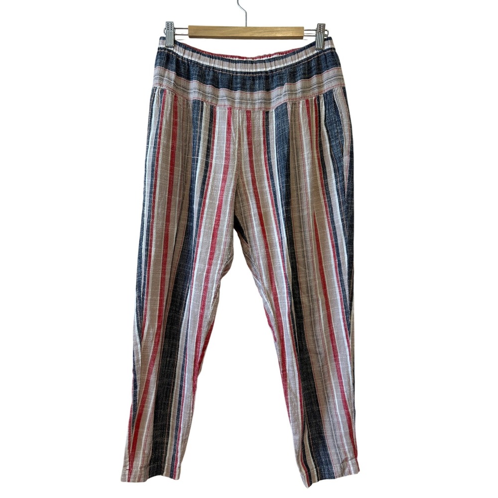 Xirena Womens Striped Cotton Pants Size M‎ Multi-Color Pull On USA Boho Beach